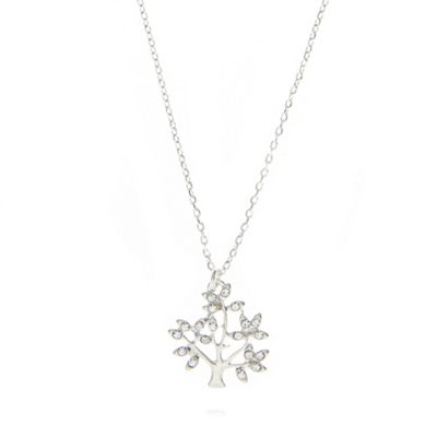 Silver plated crystal tree necklace